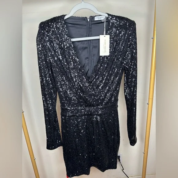 Ramy Brook Reba Sequin Mini Dress, Black, Women's, 4